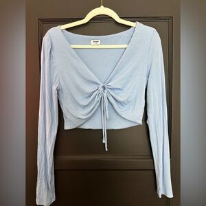 Cotton On Women’s Cropped Light Blue Long Sleeve Size L